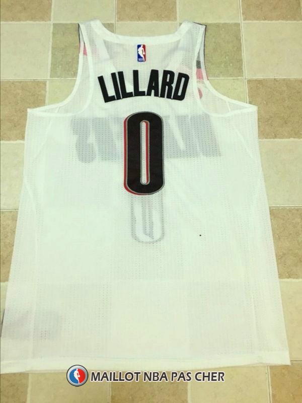 Maillot Authentique Portland Trail Blazers Lillard 2017-18 0 Blanc